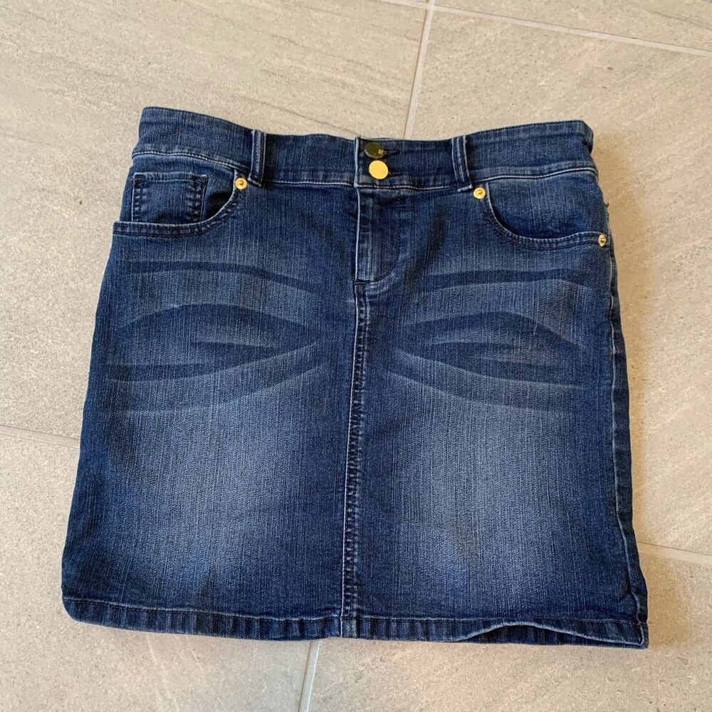 Womens New York & Company Short Stretch Denim Blue Jean Mini Skirt Size 4